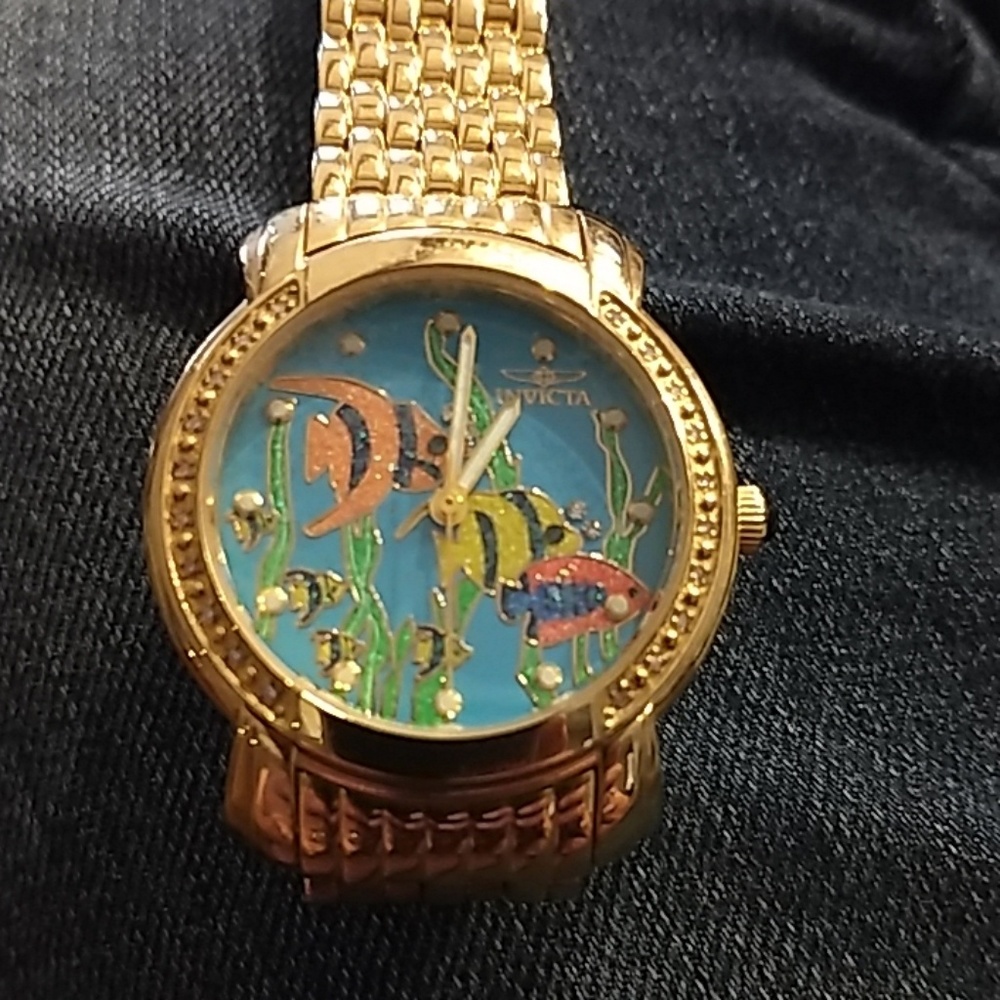 Ladies Invicta watch, gold tone, angelfish quartz